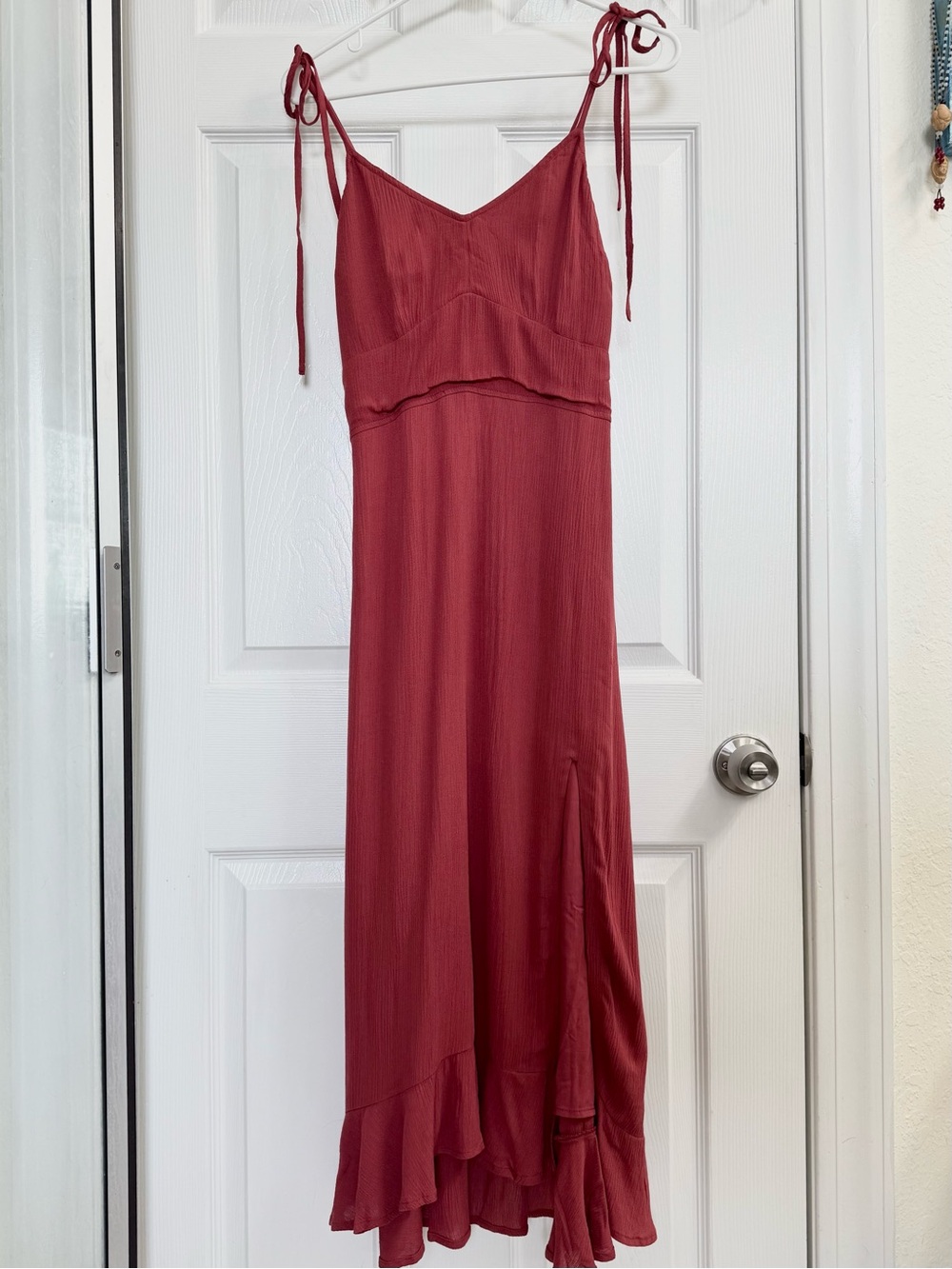 Women's Red Tie-Shoulder Midi Dress